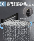 Matte Black Shower System With 12 Inch Rain Head And Handheld Spray Bathroom Shower Fixtures Combo With Brass Valve And Trim Kit