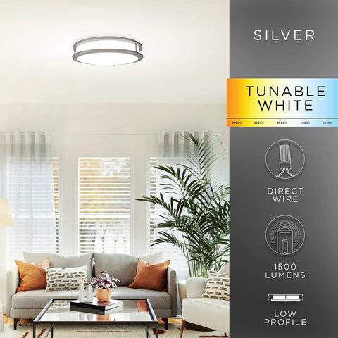 Dual Head Flush Mount LED Ceiling Light Fixture Black Modern Farmhouse Hallway Lighting in a stylish living room setting.