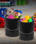 One Gallon Black Plastic Paint Bucket With Triple Lock Airtight Seal holding toys, 128 Fl Oz all-plastic can with metal handle