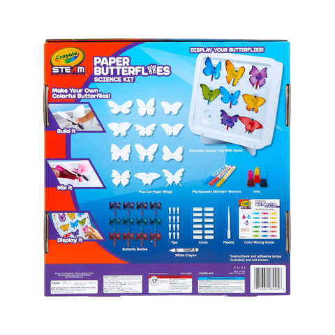 Back of Paper Butterfly Science Kit For Kids Learn Capillary Action With 12 Wicking Butterflies A Hands On STEAM Activity Gift showing contents.