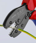 Five Position Non Insulated Wire Crimping Pliers For DIN 46267 Connectors, 1.5 To 4 Mm2 Capacity, AWG 15 To 11 closing on wire