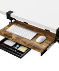 Under Desk Keyboard Tray 19.7 X 12.2 Inches With C Clamp, Sliding Keyboard Drawer for Small Desks, holding keyboard and mouse, wood finish