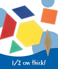 Pattern Block Set With 250 Pieces For Geometry And Pattern Design, six colorful shapes on white background, 1/2 cm thick