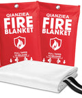 2 Pack 40x40 Inch Fire Blanket For Home And Kitchen, Emergency Fire Safety Gear displayed with packaging and unfolded blanket