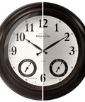 24 Inch Self Illuminated Outdoor Clock With Weather Station Thermometer And Hygrometer Waterproof Metal Clock In Oil Rubbed Bronze Finish Modern Farmhouse Style Night Light Auto Brightness Sensor