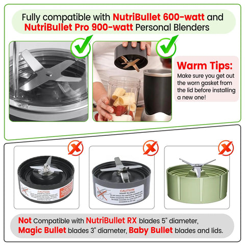 Two Pack Replacement Rubber Gasket Seals For 600W And 900W Blenders, Durable Lip Seal Rings Fits NutriBullet Pro 900 Series Cups And Lids, Easy Install, Keeps Blends Smooth And Leak Free, Long Lasting. compatible silicone gasket seal for blender cup lid