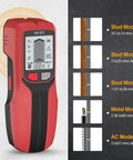 Professional Handheld Wall and Metal Detector Wall Scanner with LCD Screen showing depth modes for stud and metal detection.