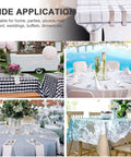 Collage of outdoor tables using 30 Packs Tablecloth Clips For Outdoor Tables, Stainless Steel Tablecloth Holder Clips That Grip Tight And Lay Flat