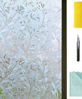 Privacy Window Film With Quick Install Tools Floral 3D Frosted Glass Cling For Bathroom And Home Stained Glass Style Tulip Pattern