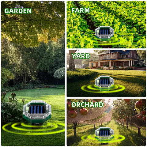 Solar Mole Repellent Stakes 8 Pack Ultrasonic Gopher Deterrent For Lawn, Garden, And Farm Outdoor IP65 Waterproof Spike