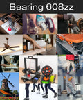 608zz ball bearings, 8x22x7 mm, double shielded metal sealed; collage of DIY tools and equipment