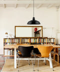 Industrial Warehouse Pendant Light With 5 Ft Adjustable Cord Matte Black Dimmable Hanging Lamp above a dining table