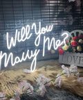 Will You Marry Me Neon Light Sign For Wedding Decor And Proposal Night Light Up Letters For Get Hitched Bedroom Wall Art Romantic Gift For Women 23 By 14 Inches LED Accent For Home And Party with flowers