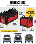 Big XL Trunk Organizer With Four-Section Modular System For Extra Large Car Cargo Storage Foldable Multi-Compartment Bin In Red
