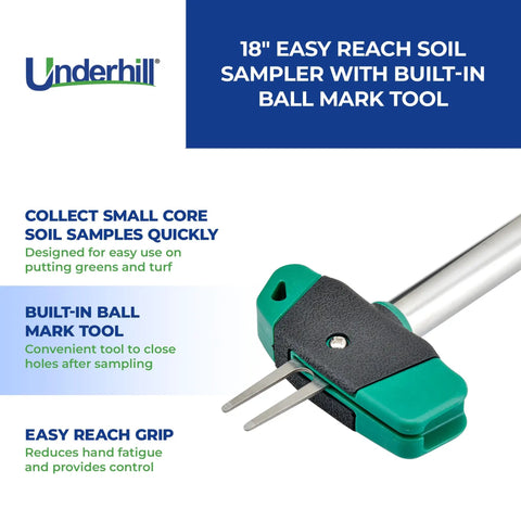 18 Inch Easy Reach Soil Sampler Probe With Built In Ball Mark Tool For Lawns And Houseplants, Model TSP-SS18, close-up view
