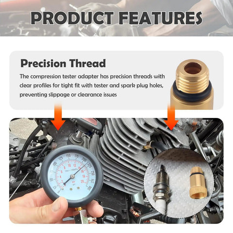 Precision Thread Two Pack Gearhead Friendly Compression Tester Adapters M12x1.25 Spark Plug Tool Adapter in use