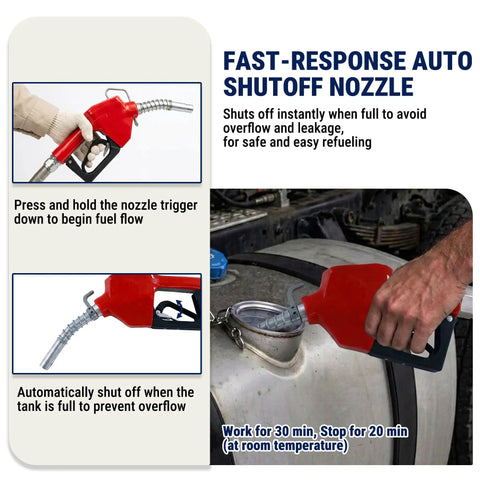 Heavy Duty Diesel Fuel Transfer Pump Kit 10 GPM Speed. 12 Volt Self Priming Shurflo Style Gasoline Diesel With Automatic Shut Off Nozzle Hose For Tractor Tank Farm Truck Oil Line
