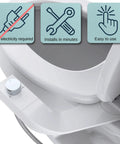 Ultra Slim Bidet Attachment For Toilet With Dual Nozzles For Feminine And Posterior Wash, Easy Left Or Right Hand Install