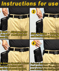 Instructions for Durable Nail And Screw Pouch With Belt Clip For Electricians Carpenters Mechanics And Handymen Pro Grade Tools Organizer Bag With Snap Spring Closure To Keep Fasteners Secure And Easily Accessible On The Job, showing various attachment and release methods.