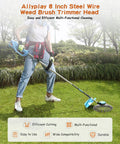 Person using 8 Inch Steel Wire Rotary Brush Cutter Head Universal Replacement For String Trimmers And Lawnmowers in garden