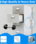 Heavy Duty Anti Tip Furniture Anchors 6 Pack Metal Wall Straps Keep Little Kids Safe And Secure Rock Solid Earthquake Fasteners gripping a dresser.