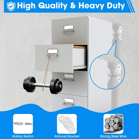Heavy Duty Anti Tip Furniture Anchors 6 Pack Metal Wall Straps Keep Little Kids Safe And Secure Rock Solid Earthquake Fasteners gripping a dresser.