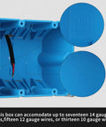 Adjustable Two Gang Plastic Electrical Box Blue 34 Cubic Inch Junction Box With Built In Cable Clips ETL Listed