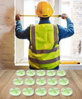 15 Pack 32mm Round for spirit Level for acrylic Bubble Gauge Precision displayed with a contractor measuring a window.