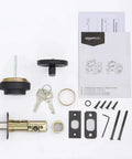 Contemporary Round Deadbolt Lock With Easy, No Fuss Installation Using A Phillips Head Screwdriver Matte Black Finish Single Cylinder Security 1 Pack Reversible Lever For Left Or Right Handed Doors Durable Home Entry Upgrade shown with parts and instructions.