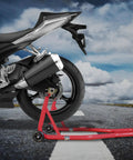 Rear Combo Motorcycle Stand With Wheel Lift 500 Lb Capacity Swingarm Paddock Stands For Sport Bikes Fits Yamaha Honda Kawasaki Beefy Steel Construction