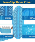 200 Packs Disposable Non Slip Shoe Covers Game Changer Thick Nonwoven Durable Booties With Elastic Edges, water-resistant, blue.