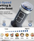 Close-up of Your Everyday Kitchen Sidekick Six In One Immersion Hand Blender With 12 Speed Stainless Steel Shaft and control dial.