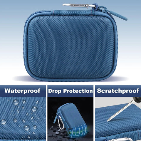 Blue Protective Case For Crucial X10 X9 X9 Pro X10 Pro Portable SSD 1TB 2TB 4TB 8TB With Inner Tray And Mesh displayed with features.