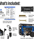 Gas Powered Portable Backup Generator With Remote Start And Auto Choke, 12500 Peak Watts accessories included