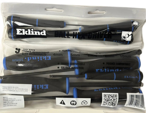 Ball End Hex Driver Set 9 Piece Metric 1.5mm To 10mm Built Tough Pro Grade Allen Wrenches in packaging, visible labeled sizes