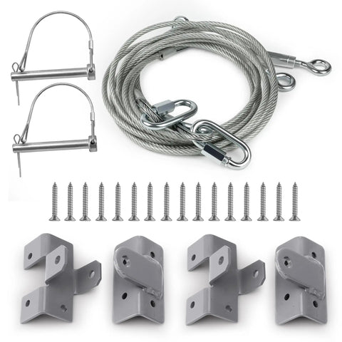 Conversion Cable Kit for Toy Hauler Patio Doors Easy to Install With 109 Inch Cable and Full Hardware Pack Including Brackets Screws Cables Pins and Lockpins for Quick Retrofit