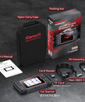 E660 2026 Version OBD2 Scanner package with cables, carry case, card reader, manual, for Engine ABS SRS and Transmission code reading
