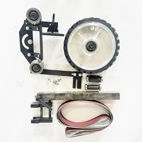 Heavy Duty Desktop Belt Sander With Smooth Stepless Speed Regulation And Three Badass Grinding Wheels Top Tier Bench Grinder For Woodshop Projects 1500W 110V parts including pulleys and grinding wheel.