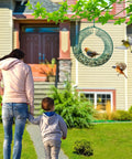 Two Pack Peanut Bird Feeder Set Round Metal Hanging Wreath Style Feeder With Built In Hook for outdoor birds and squirrels