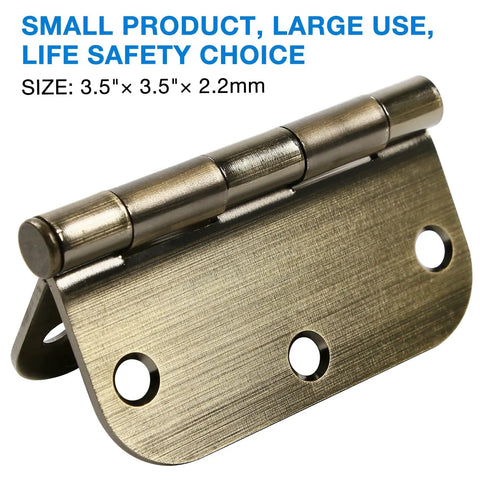 Antique Brass Door Hinges 3.5 Inch Heavy Duty Interior 12 Pack Round Corner 5/8 Radius Swing 270 Degree For Bifold Doors Cabinets And Master Bedroom Storage Decor Metal Hardware Kit With 72 Screws