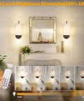 MATAMEYE Battery Operated Wall Sconce Set of 2, Dark Chocolate Wall Light shown with remote, dimmable brightness settings.