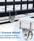 2 Pack 4 Inch V Groove Gate Wheel Kit For Inverted V Track Sliders Heavy Duty Solid Steel Wheels on gate track