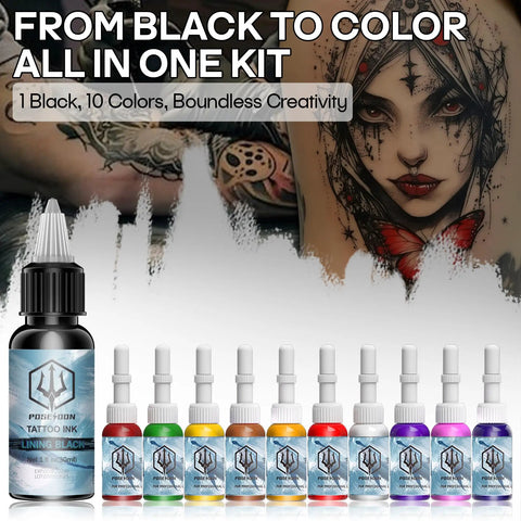 Wireless Tattoo Pen Kit For Beginners With Dual 1200mAh Batteries Noob Friendly Practice Set, color ink bottles, black ink featured