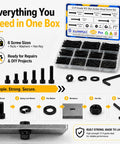 Heavy Duty M3 Hardware Stack Includes 600 Fully Threaded Hex Socket Head Caps Nuts And Washers Sized 25 To 50 Mm displayed in a storage box.