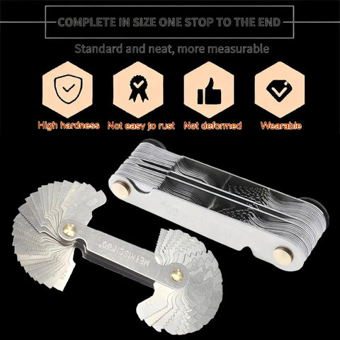 All In One Thread Gauge Set With Whitworth 55 Degree And Metric 60 Degree US 60 Degree Imperial And SAE Pitch Gauges With Locking Mechanism