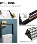 Dope Black And Gold Stainless Steel Towel Ring Wall Mount, rust-resistant SUS304, shown mounted with hand towel