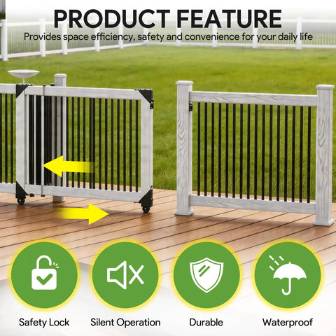 Beefy Sliding Gate Hardware Kit For 1 To 2 Inch Thick Wood Gates With Adjustable Guide Roller And Outer Corner Bracket Built Tough For Wood Fences Deck Gates Easy Install And Smooth Sliding on white wood gate