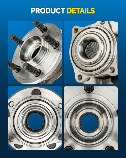 Rear Wheel Bearing And Hub Assembly For Dodge Charger 2009 To 2014, Chrysler 300 2009 To 2014, And Dodge Challenger 2008 To 2014, 5 Lug Wheel Hub No ABS, OE Style Replacement, Compatible With 512369 And Similar Hubs, close-up view.