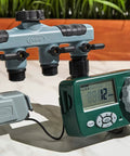 Automatic Yard Watering System With Four Station Sprinkler Setup Large Digital Display Easy Dial Controls And Three Start Times