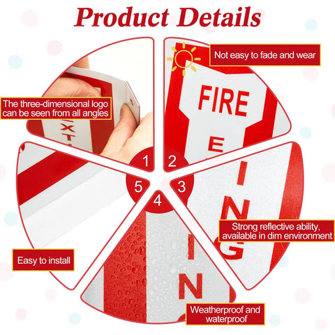 Product details of 3D Fire Extinguisher Sign With Arrow Down Aluminum Panel Wall Projection pre-drilled for easy installation